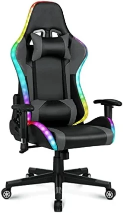 Gaming Chair With Speakers Video Game Chair With RGB Light Ergonomic Racing Office Chair PU Leather Recliner Computer Chair Swivel E-Sports Chair With Headrest Armrest Lumbar Support, Blue -Amazon Basics Furniture Shop 415mZ2mX6hS. AC