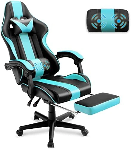 Ferghana Green Gaming Chair With Footrest, Ergonomic Gamer Chair,Office Computer Gaming Chairs,E-Sports Racing Game Chair With Lumbar Pillow And Headrest 7 Ferghana Green Gaming Chair With Footrest, Ergonomic Gamer Chair,Office Computer Gaming Chairs,E-Sports Racing Game Chair With Lumbar Pillow And Headrest - Image 7