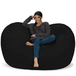 Chill Sack Bean Bag Chair: Huge 6' Memory Foam Furniture Bag And Large Lounger - Big Sofa With Soft Micro Fiber Cover - Black