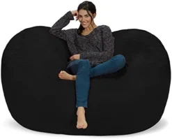 Chill Sack Bean Bag Chair: Huge 6' Memory Foam Furniture Bag And Large Lounger - Big Sofa With Soft Micro Fiber Cover - Black -Amazon Basics Furniture Shop 416f7SfjPML. AC