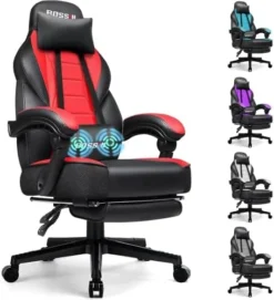 BOSSIN Gaming Chair, Leather Computer Desk Chair With Footrest And Headrest, Ergonomic Heavy Duty Design, Large Size High-Back E-Sports, Big And Tall Gaming Chair -Amazon Basics Furniture Shop 416sKQoXfkL. AC