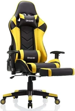 OHAHO Gaming Chair Racing Style Office Chair Adjustable Massage Lumbar Cushion Swivel Rocker Recliner Leather High Back Ergonomic Computer Desk Chair With Retractable Arms And Footrest (Pink/White) 16 OHAHO Gaming Chair Racing Style Office Chair Adjustable Massage Lumbar Cushion Swivel Rocker Recliner Leather High Back Ergonomic Computer Desk Chair With Retractable Arms And Footrest (Pink/White) -Amazon Basics Furniture Shop 417EqTKYh3L. AC