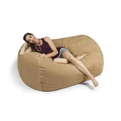 Jaxx 5.5 Foot Bean Bag Loveseat, Camel