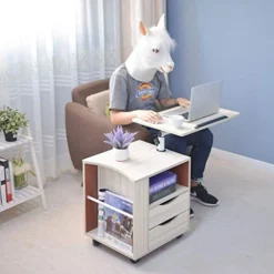 WYKDD Rolling Sofa Side Snack Table Portable Laptop Computer Desk Stand With Wheels, Height Adjustable Mobile TV Breakfast Tray Bedside -Amazon Basics Furniture Shop 417JKSSGurL