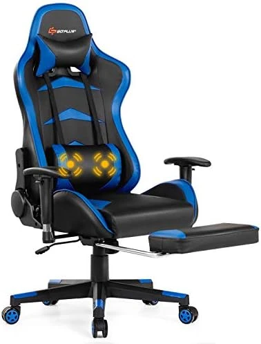 Goplus Massage Gaming Chair, Reclining Backrest, Handrails And Seat Height Adjustment Racing Computer Office Chair, High Back Ergonomic PU Leather Swivel PC Game Chair With Footrest 5 Goplus Massage Gaming Chair, Reclining Backrest, Handrails And Seat Height Adjustment Racing Computer Office Chair, High Back Ergonomic PU Leather Swivel PC Game Chair With Footrest - Image 5