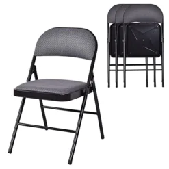 ARLIME 4-Pack Folding Chair, Portable Chairs With Upholstered Padded Seat And Back, Metal Frame Home Office Chairs, Set Of 4