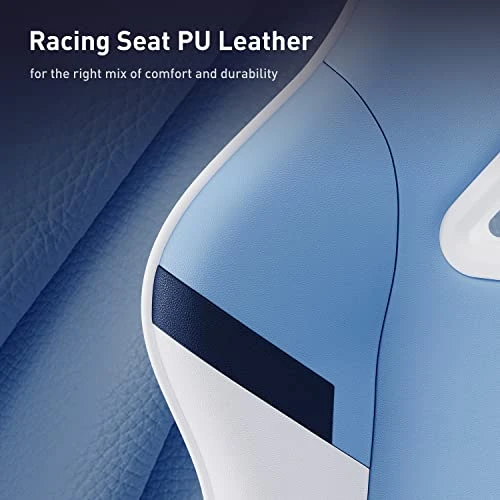 AutoFull C3 Gaming Chair 4.3in Seat Cushion Ergonomic Gamer Chair High Back Computer Gaming Chair Wear-Resistant Super Soft PU Leather With Headrest And Lumbar Support Racing Gaming Chair, Ice Blue 4 AutoFull C3 Gaming Chair 4.3in Seat Cushion Ergonomic Gamer Chair High Back Computer Gaming Chair Wear-Resistant Super Soft PU Leather With Headrest And Lumbar Support Racing Gaming Chair, Ice Blue - Image 4