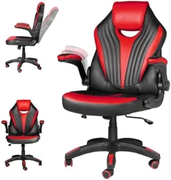 MUZII Gaming Chair, Gamer Chairs For Adults, Video Game Chairs, Swivel Computer Chair With Adjustable Height, Comfortable Office Desk Chair With Wheels, Racing Gaming Chair For Adults Teens, Red -Amazon Basics Furniture Shop 417rMXgpe3L. AC