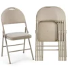 ARLIME 6 PCS Folding Chairs W/Padded Seats, Metal Folding Chair W/Upholstered Seat, Handle Hole, Steel Frame, Folding Chair For Home, Church, School, Office, Party, Courtyard Use, Beige