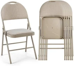 ARLIME 6 PCS Folding Chairs W/Padded Seats, Metal Folding Chair W/Upholstered Seat, Handle Hole, Steel Frame, Folding Chair For Home, Church, School, Office, Party, Courtyard Use, Beige -Amazon Basics Furniture Shop 417snZbGqyL. AC