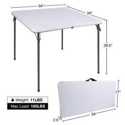 REDCAMP 34" Square Folding Card Table With Resin Top, Portable Fold In Half Small Card Tables With Collapsible Legs For Adults Indoor Outdoor Use, White -Amazon Basics Furniture Shop 417w79j5bCL