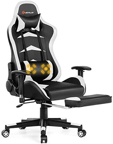 Goplus Massage Gaming Chair, Reclining Backrest, Handrails And Seat Height Adjustment Racing Computer Office Chair, High Back Ergonomic PU Leather Swivel PC Game Chair With Footrest 8 Goplus Massage Gaming Chair, Reclining Backrest, Handrails And Seat Height Adjustment Racing Computer Office Chair, High Back Ergonomic PU Leather Swivel PC Game Chair With Footrest - Image 8