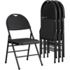 COSCO Essentials Commercial XL Comfort Fabric Padded Metal Folding Chair With Contoured Seat Back, 300 Lb. Weight Rating, Triple Braced, 4-Pack, Black