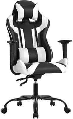 Gaming Chair Racing Desk Chair Ergonomic Office Chair Executive High Back PU Leather Computer Chair With Lumbar Support Task Rolling Swivel Chair For Men Teens Adults (Blue) -Amazon Basics Furniture Shop 418BVrFJhaL. AC