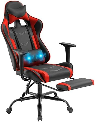 Vnewone Computer Gaming Chair Office PC Ergonomic Home Executive Desk Racing Rolling Swivel Task Adjustable High-Back PU Leather With Lumbar Support Footrest Headrest Armrest Massager, White 5 Vnewone Computer Gaming Chair Office PC Ergonomic Home Executive Desk Racing Rolling Swivel Task Adjustable High-Back PU Leather With Lumbar Support Footrest Headrest Armrest Massager, White - Image 5
