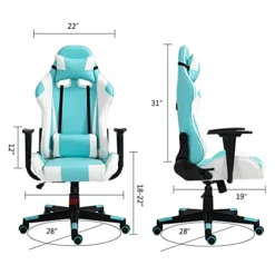 High-Back Swivel Gaming Chair Recliner With Lumbar Support And Headrest, Height Adjustable Ergonomic Office Desk Chair, Blue White 19 High-Back Swivel Gaming Chair Recliner With Lumbar Support And Headrest, Height Adjustable Ergonomic Office Desk Chair, Blue White -Amazon Basics Furniture Shop 418uKPGVj5S