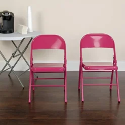 BizChair 2 Pack Bubblegum Pink Triple Braced & Double Hinged Metal Folding Chair 21 BizChair 2 Pack Bubblegum Pink Triple Braced & Double Hinged Metal Folding Chair -Amazon Basics Furniture Shop 419A1Huq FL. AC