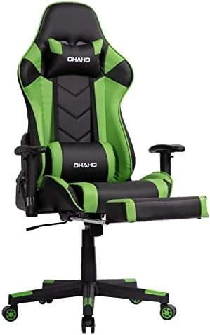 OHAHO Gaming Chair Racing Style Office Chair Adjustable Massage Lumbar Cushion Swivel Rocker Recliner Leather High Back Ergonomic Computer Desk Chair With Retractable Arms And Footrest (Pink/White) 12 OHAHO Gaming Chair Racing Style Office Chair Adjustable Massage Lumbar Cushion Swivel Rocker Recliner Leather High Back Ergonomic Computer Desk Chair With Retractable Arms And Footrest (Pink/White) - Image 12