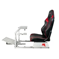 GTR Simulator GTA Model Silver Frame With Adjustable Black Red Leatherette Racing Seat Racing Driving Gaming Simulator Cockpit Chair