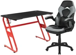 Flash Furniture Red Gaming Desk With Cup Holder/Headphone Hook & Red Reclining Back/Arms Gaming Chair With Footrest 20 Flash Furniture Red Gaming Desk With Cup Holder/Headphone Hook & Red Reclining Back/Arms Gaming Chair With Footrest -Amazon Basics Furniture Shop 419UeipUPxL. AC