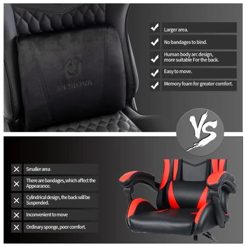 Resiova Gaming Chair Computer Office Gamer Chair With Lumbar Rest And Headrest Support,350lb Weight Capacity Metal Base Racing Style Pu Leather Ergonomic Desk Pc Chair… 5 Resiova Gaming Chair Computer Office Gamer Chair With Lumbar Rest And Headrest Support,350lb Weight Capacity Metal Base Racing Style Pu Leather Ergonomic Desk Pc Chair… - Image 5