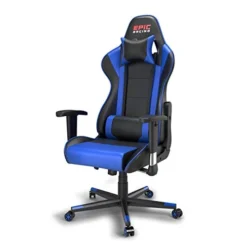 Epic Racing Professional Gaming Chair With Adjustable Height, Full Recline And Headrest/Lumbar Support (Blue)