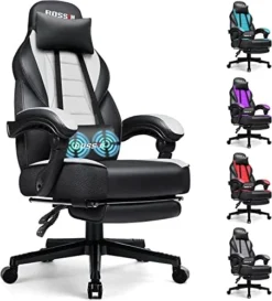 BOSSIN Gaming Chair, Leather Computer Desk Chair With Footrest And Headrest, Ergonomic Heavy Duty Design, Large Size High-Back E-Sports, Big And Tall Gaming Chair -Amazon Basics Furniture Shop 419k7q 9qKL. AC
