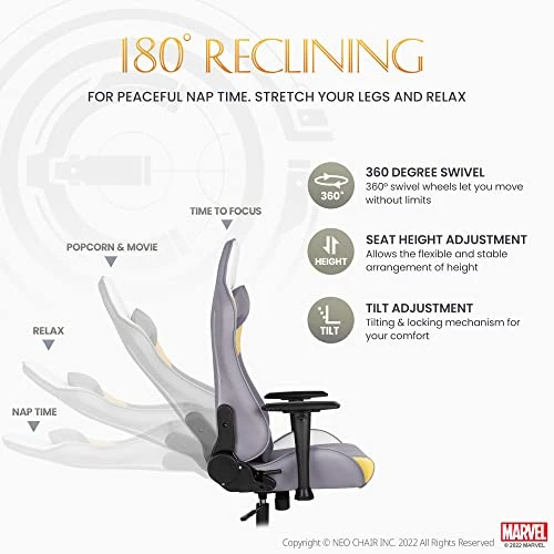 Marvel Eternals Gaming Chair Desk Office Computer Racing Chairs - Adults Gamer Ergonomic Game Reclining High Back Support Racer Leather (Thena) 3 Marvel Eternals Gaming Chair Desk Office Computer Racing Chairs - Adults Gamer Ergonomic Game Reclining High Back Support Racer Leather (Thena) - Image 3