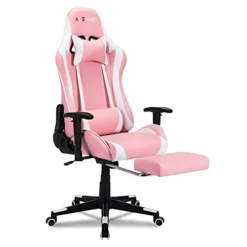 Pink Gaming Chair，Gaming Chair With Footrest，High Back Ergonomic Gaming Chair Adjustable，Racing Style PU Leather Gamer Chair，Massage Gaming Chair With Headrest And Lumbar Support