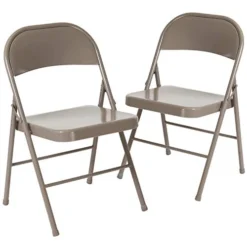 EMMA + OLIVER 2 Pack Double Braced Gray Metal Folding Chair -Amazon Basics Furniture Shop 41Aap2DjlTL