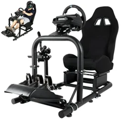 Dardoo Racing Sim Stand Gaming Simulator Cockpit With Black Seat Fits For Thrustmaster T300RS TX Fanatec Logitech G25 G27 G29 G920 G923 Racing Wheel Stand For PC PS4 Xbox Without Wheel,Shifter&Pedals -Amazon Basics Furniture Shop 41AezAkietL