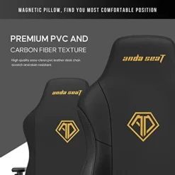 AndaSeat Phantom 3 Series Premium Office Gaming Chair,Faux Leather, Black (Gold Logo) 20.4in Seat Depth… -Amazon Basics Furniture Shop 41AkcaG0duL