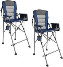 Stonehomy 2 Pack 31" Bar Height Padded Tall Folding Camping Chairs For Adults, Heavy Duty 330 Lbs Directors Chair Foldable With Foot Rest And Cup Holder, Blue 13 Stonehomy 2 Pack 31" Bar Height Padded Tall Folding Camping Chairs For Adults, Heavy Duty 330 Lbs Directors Chair Foldable With Foot Rest And Cup Holder, Blue -Amazon Basics Furniture Shop 41B3EZIkLpL. AC