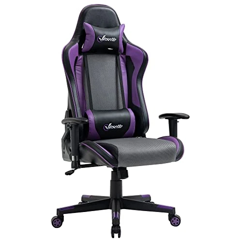 Vinsetto Gaming Chair Racing Style Ergonomic Office Chair High Back Computer Desk Chair Adjustable Height Swivel Recliner With Headrest And Lumbar Support, Purple 1 Vinsetto Gaming Chair Racing Style Ergonomic Office Chair High Back Computer Desk Chair Adjustable Height Swivel Recliner With Headrest And Lumbar Support, Purple
