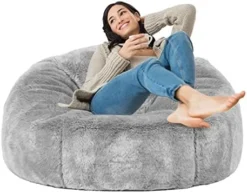 Taotique Giant Bean Bag Chair Cover(Cover Only, No Filler) Soft Faux RH Fur Sofa Bed Cover Washable Bean Bag Couch Cover For Adult And Kids With Liner -Amazon Basics Furniture Shop 41BZ6n7G6HL. AC