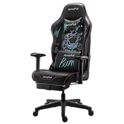 AutoFull C3 Gaming Chair For Adults Ergonomic Office Chair Racing Style Big Tall PC Chair With Footrest And Lumbar Support Pillow,Black