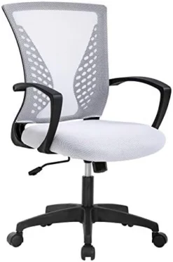 Vnewone Desk Computer Mesh Executive Task Rolling Gaming Swivel Modern Adjustable With Mid Back Lumbar Support Armrest For Home Women Men,Pink -Amazon Basics Furniture Shop 41CaMLVDIL. AC