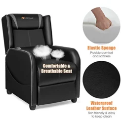 Goplus Massage Gaming Recliner Chair, Racing Style PU Leather Single Recliner Sofa With Footrest, Adjustable Modern Living Room Recliners, Ergonomic Home Theater Recliner Seat -Amazon Basics Furniture Shop 41CgG8JNrPL