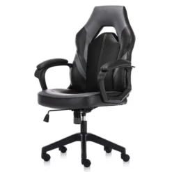 Ergonomic Computer Gaming Chair – PU Leather Desk Chair With Lumbar Support, Swivel Office Chair Executive Chair With Padded Armrest And Seat Cushion For Gaming, Study And Working