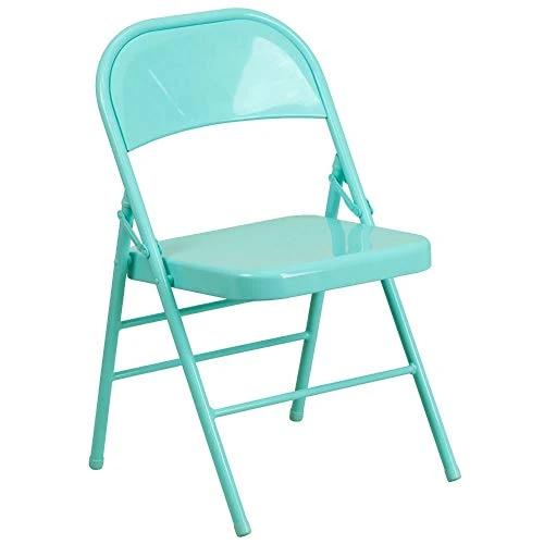 Flash Furniture 4 Pack HERCULES COLORBURST Series Tantalizing Teal Triple Braced & Double Hinged Metal Folding Chair 1 Flash Furniture 4 Pack HERCULES COLORBURST Series Tantalizing Teal Triple Braced & Double Hinged Metal Folding Chair