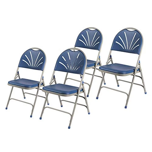 OEF Furnishings Heavy Duty Plastic Fan Back Folding Chair With Triple Brace, Blue 9 OEF Furnishings Heavy Duty Plastic Fan Back Folding Chair With Triple Brace, Blue - Image 9