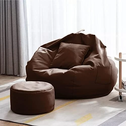 Kushuvi 4XL Bean Bag Cover With Footrest With Cushion Without Beans Only Cover ( Faux Leather ) ( Yellow - 4XL ) 6 Kushuvi 4XL Bean Bag Cover With Footrest With Cushion Without Beans Only Cover ( Faux Leather ) ( Yellow - 4XL ) - Image 6