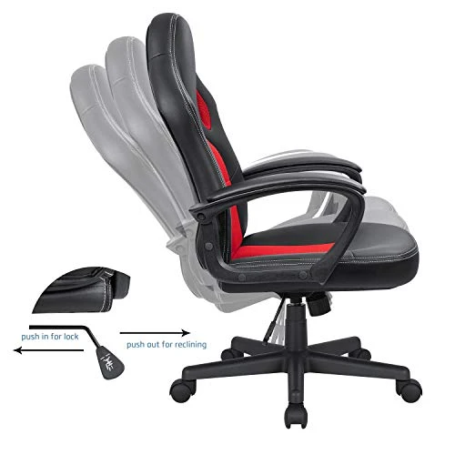 KaiMeng Office High Back Leather Computer Ergonomic Height Adjustable Racing Game Desk Executive Conference Task Chair, 19.5" X 20.1" X 44.2", Red 6 KaiMeng Office High Back Leather Computer Ergonomic Height Adjustable Racing Game Desk Executive Conference Task Chair, 19.5" X 20.1" X 44.2", Red - Image 6
