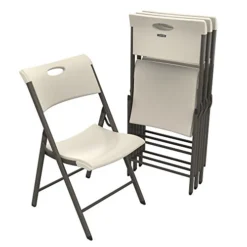 Lifetime Commercial Folding Chair, 20.1" D X 18.5" W X 33.2" H, Plastic, Almond