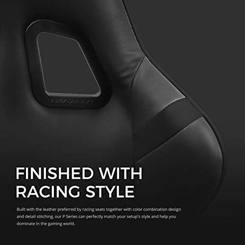DXRacer P Series Gaming Chair, Premium PVC Leather Racing Style Office Computer Seat Recliner With Ergonomic Headrest And Lumbar Support, Black 2 DXRacer P Series Gaming Chair, Premium PVC Leather Racing Style Office Computer Seat Recliner With Ergonomic Headrest And Lumbar Support, Black - Image 2