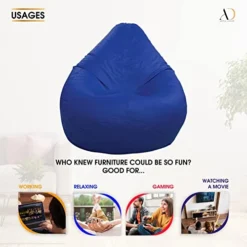 Ample Decor Leather Bean Bag Cover (No Filling), Plush Toys Storage Soft Leatherette, Water Resistant, Durable Construction Sturdy Zipper, Ideal For Teenagers, Adults – Blue -Amazon Basics Furniture Shop 41DuDDRGNoL