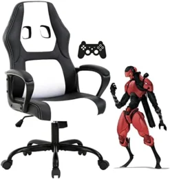 Gaming Chair PC Computer Chair Office Chair For Adult Teen Kids, Ergonomic PU Leather Gamer Chair With Lumbar Support High Back Adjustable Rolling Swivel Desk Chair, Black -Amazon Basics Furniture Shop 41EAc3emNsL. AC