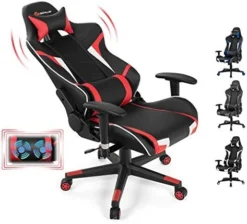 Goplus Gaming Chair, Massage Office Chair Computer Gaming Racing Chair, High Back PU Leather Adjustable Arms Headrest Ergonomic Reclining Game Chair, Rolling Swivel Executive Chair -Amazon Basics Furniture Shop 41EWs9qs1L. AC