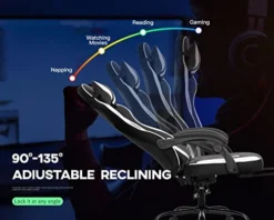 PC Gaming Chair Home Office Chair Racing Computer Chair With Lumbar Support Reclining Armrest Foot Rest Rolling Swivel PU Leather Ergonomic Task Desk Chair(White) -Amazon Basics Furniture Shop 41EuHKoEAuL