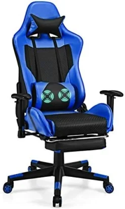 Giantex Massage Gaming Chair Pink, Ergonomic Video Game Chair With Footrest, High Back E-Sport Computer Chair With Headrest & Massager Lumbar Support, PU Leather Gaming Seat -Amazon Basics Furniture Shop 41EviJjFJAL. AC